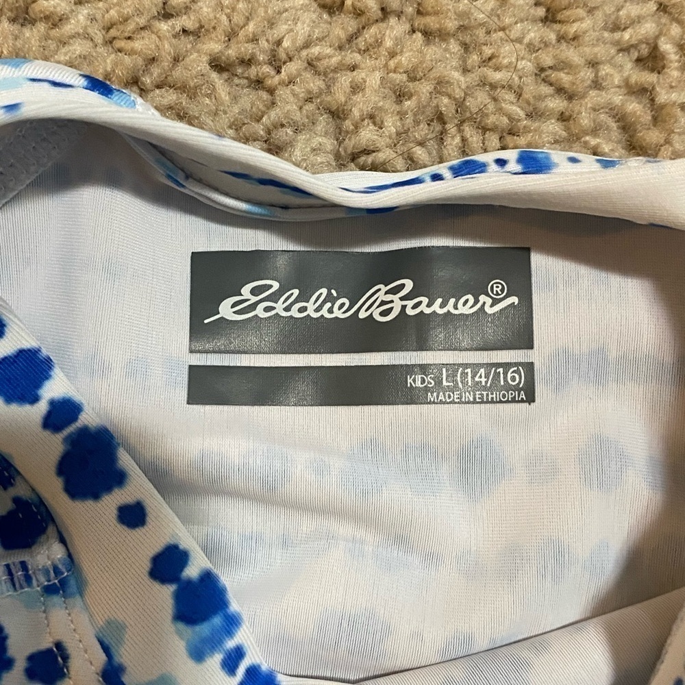 Eddie Bauer girls size L blue and white rash guard - Picture 4 of 5